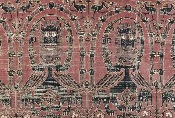 Framed Print : Altar Frontal Named Witches Tapestry. 12th c. Lower detail, of worked silk. Hispano-Moresque art. Almoravid art.; Hispano-Moresque art. Taifas Kingdoms period. Tapestry. SPAIN