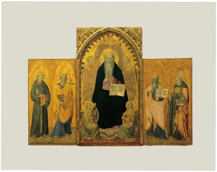 Framed Print : Altar Piece with St Anthony the Abbot and Saints, by Niccol di Tommaso, 1350 - 1399 about, 14th Century, - Italy, Campania, Naples, Capodimonte National Museum and Galleries. All Framed Print : Altar Piece with St Anthony the Abbot and Saints, by Niccol di Tommaso, 1350 - 1399 about, 14th Century, - Italy, Campania, Naples, Capodimonte National Museum and Galleries. All