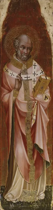 Framed Print : Altarpiece of the Annunciation, by Lorenzo Veneziano, 1371, 14th century, board gold background. - Italy, Veneto, Venice, Gallerie dell'Accademia. Detail. St