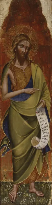 Framed Print : Altarpiece of the Annunciation, by Lorenzo Veneziano, 1371, 14th century, board with gold background. - Italy, Veneto, Venice, Gallerie dell'Accademia. Detail. St Framed Print : Altarpiece of the Annunciation, by Lorenzo Veneziano, 1371, 14th century, board with gold background. - Italy, Veneto, Venice, Gallerie dell'Accademia. Detail. St