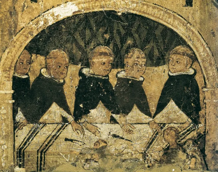 Framed Print : Altarpiece of the life of St. Dominic. Dominican friars. 13th c. Gothic art. Painting. ITALY. Naples. National Museum of Capodimonte. Proc: ITALY. CAMPANIA