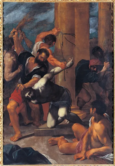 Framed Print : Altarpiece of St Omobono (Virgin in Glory and Saints), by Ludovico Carracci, 1592 - 1594 about, 16th Century, oil on canvas, cm 219 x 148 - Italy, Emilia Romagna, Bologna