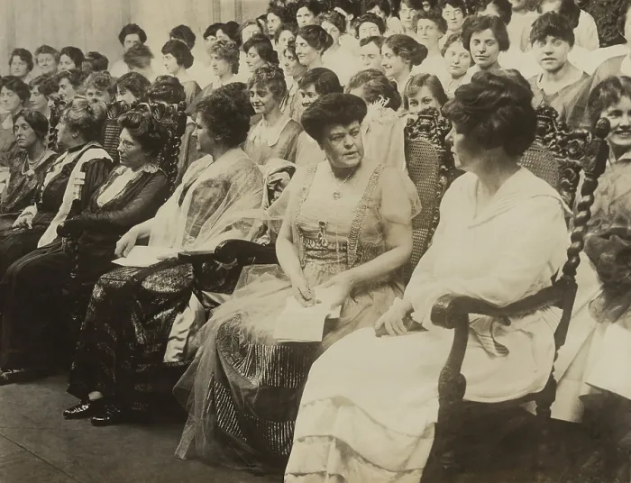 Framed Print : Alva Belmont, seated second from right, was the wealthy former wife of a Vanderbilt and Belmont, and the most important financial benefactor of the National Woman's Party