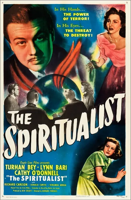 Framed Print : THE AMAZING MR. X, (aka THE SPIRITUALIST), US poster, top left: Turhan Bey, top right: Lynn Bari, bottom right: Cathy O'Donnell, 1948