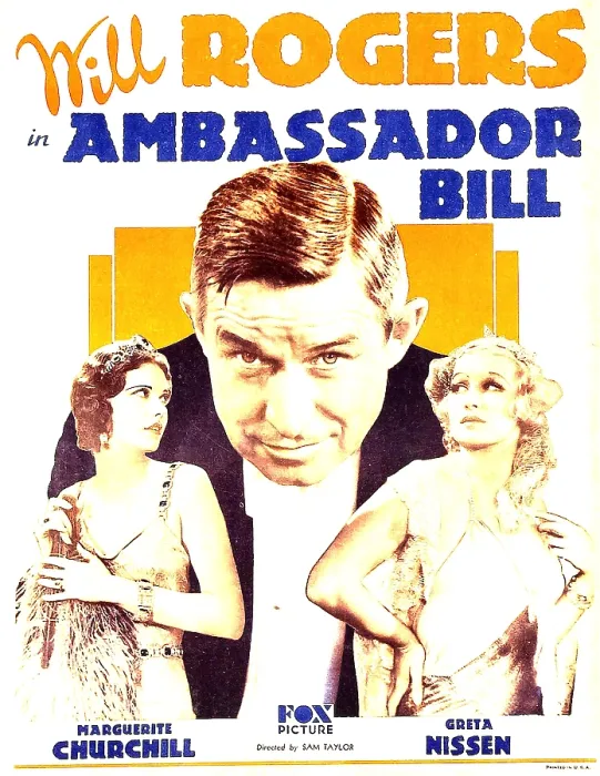 Framed Print : AMBASSADOR BILL, from left: Marguerite Churchill, Will Rogers, Greta Nissen on window card, 1931, TM and Copyright 20th Century Fox Film Corp
