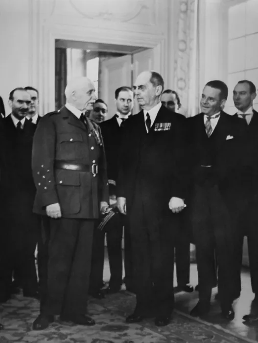 Framed Print : Ambassador William Leahy presenting credentials to Marshal Petain, at Vichy, France. July 8, 1941 Framed Print : Ambassador William Leahy presenting credentials to Marshal Petain, at Vichy, France. July 8, 1941
