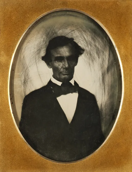 Framed Print : Ambrotype of Abraham Lincoln, taken in Pittsfield, Illinois, two weeks before the final Lincoln-Douglas debate in Lincoln's unsuccessful bid for the Senate, October 1, 1858