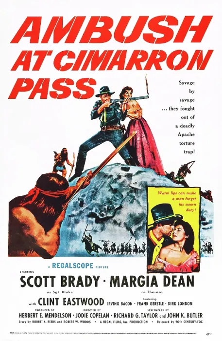 Framed Print : AMBUSH AT CIMARRON PASS, US poster, top and bottom from left: Scott Brady, Margia Dean, 1958, TM & Copyright 20th Century Fox Film Corp. / courtesy Everett Collection
