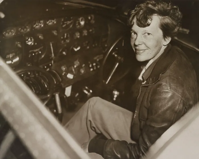 Framed Print : Amelia Earhart sitting in the cockpit of her Lockheed Electra airplane, ca. 1936. In July 1937 Earhart and the airplane were lost over the Pacific Ocean. (BSLOC_2013_8_213) Framed Print : Amelia Earhart sitting in the cockpit of her Lockheed Electra airplane, ca. 1936. In July 1937 Earhart and the airplane were lost over the Pacific Ocean. (BSLOC_2013_8_213)