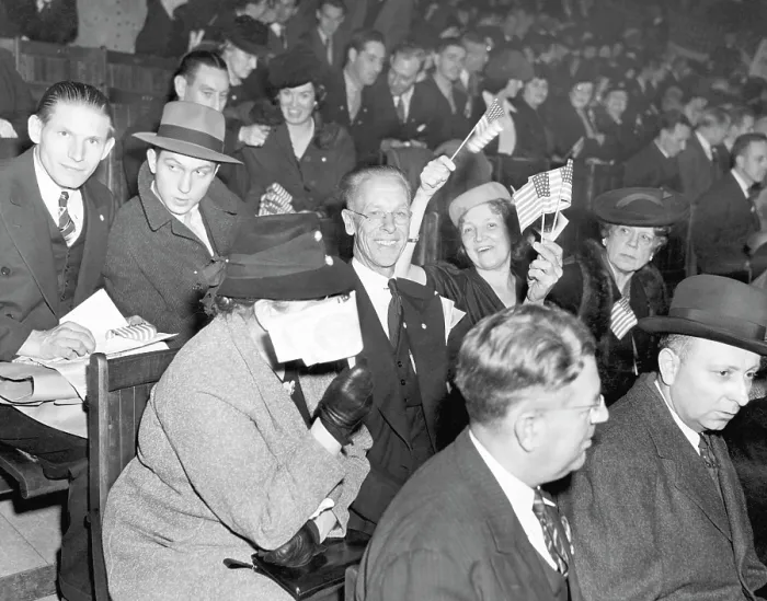 Framed Print : The America First Committee, protesting the United States entry into World War II, New York, November, 4, 1941. Courtesy: CSU Archives / Everett Collection