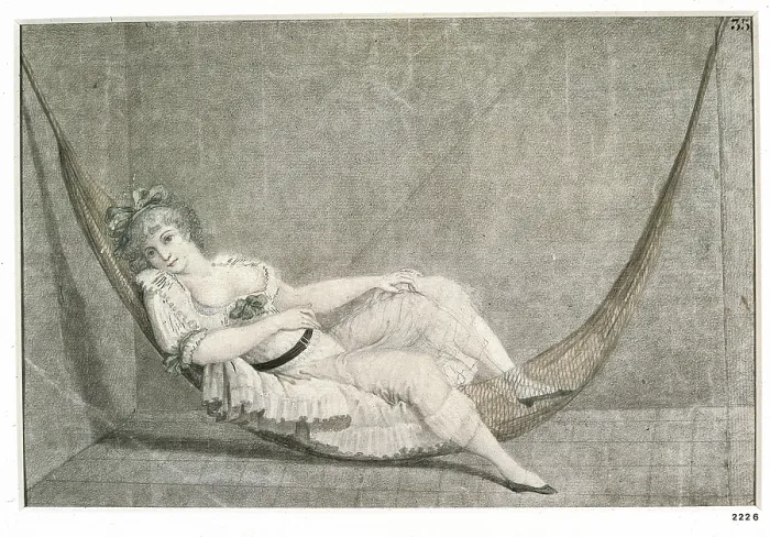 Framed Print : America. Viceroyalty of Mexico. Expedition of Malaspina (1789-1794). Lady from PanamA on a sun lounger. Drawing by Juan Ravenet. Drawing. SPAIN. Madrid. America's Museum. - J