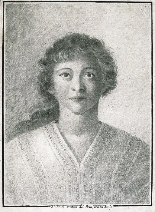 Framed Print : America. Viceroyalty of Peru. The Malaspina Expedition (1789-1794). Native inhabitant from Peru dressed in traditional clothes. Pencil drawing by juan Ravenet. Drawing. SPAIN