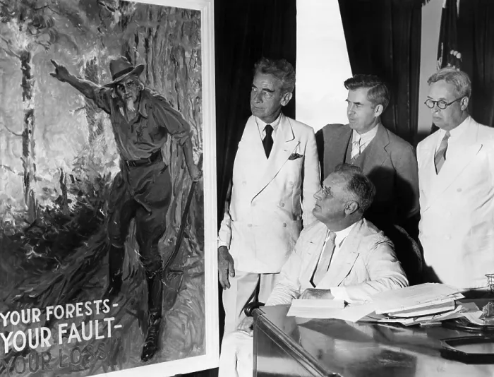 Framed Print : American artist and cartoonist James Montgomery Flagg, President Franklyn Roosevelt, Secretary of Agriculture Henry Wallace, and Earle H