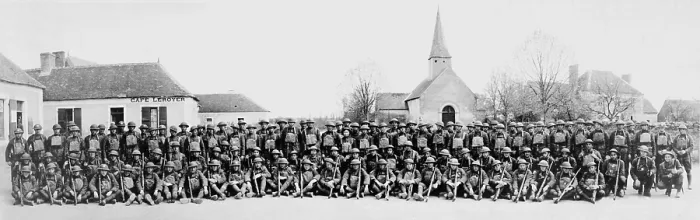Framed Print : American Expeditionary Force. Co. B of the 113th Infantry in France. April 1919 Framed Print : American Expeditionary Force. Co. B of the 113th Infantry in France. April 1919