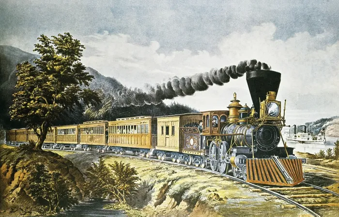 Framed Print : American Express Train (19th c.). Litography. - BeBa / Iberfoto / Everett Collection (323654)**US SALES ONLY**