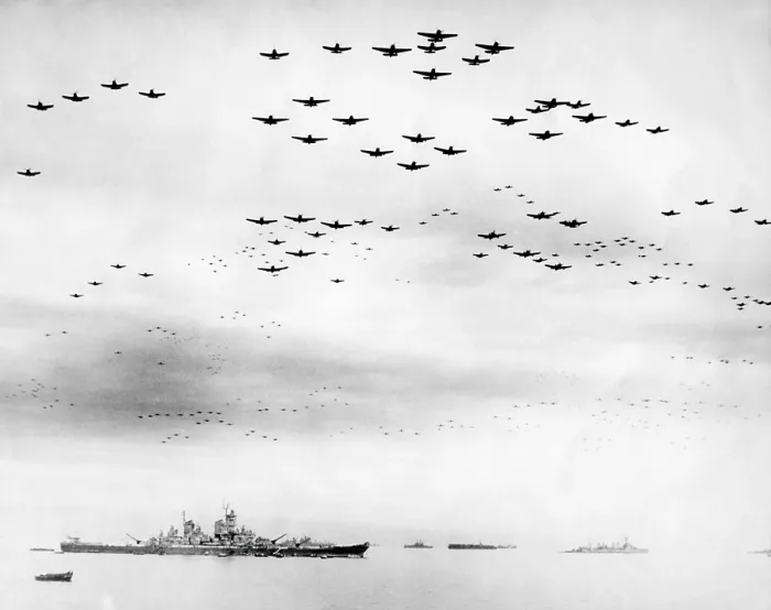 Framed Print : American fighter fly in formation over the USS MISSOURI during surrender ceremonies. Tokyo Bay, Japan. Sept. 2, 1945. World War 2. (BSLOC_2014_10_261) Framed Print : American fighter fly in formation over the USS MISSOURI during surrender ceremonies. Tokyo Bay, Japan. Sept. 2, 1945. World War 2. (BSLOC_2014_10_261)