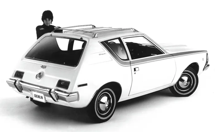 Framed Print : American Motors The Gremlin, the first US built two-door subcompact car, with a rear hatchback & lift-gate, created to compete with foreign imports, February 12, 1970
