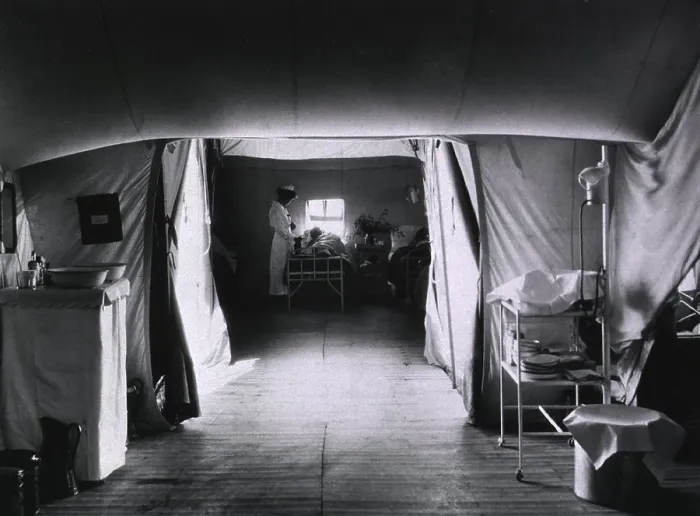 Framed Print : American National Red Cross tent hospital in Auteuil, France for treating gassed soldiers during World War I. 1917-18