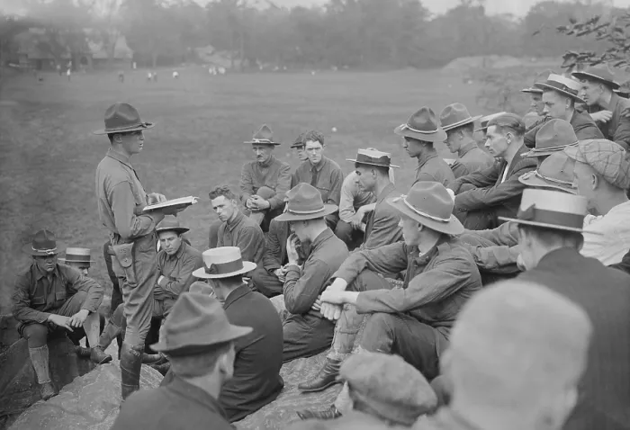 Framed Print : American officer reading Laws of War to 12th Regiment soldiers during World War 1 Framed Print : American officer reading Laws of War to 12th Regiment soldiers during World War 1