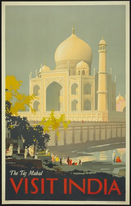 Framed Print : American poster promoting travel to India with an image of the Taj Mahal, ca. 1930. (BSLOC_2013_8_200) Framed Print : American poster promoting travel to India with an image of the Taj Mahal, ca. 1930. (BSLOC_2013_8_200)