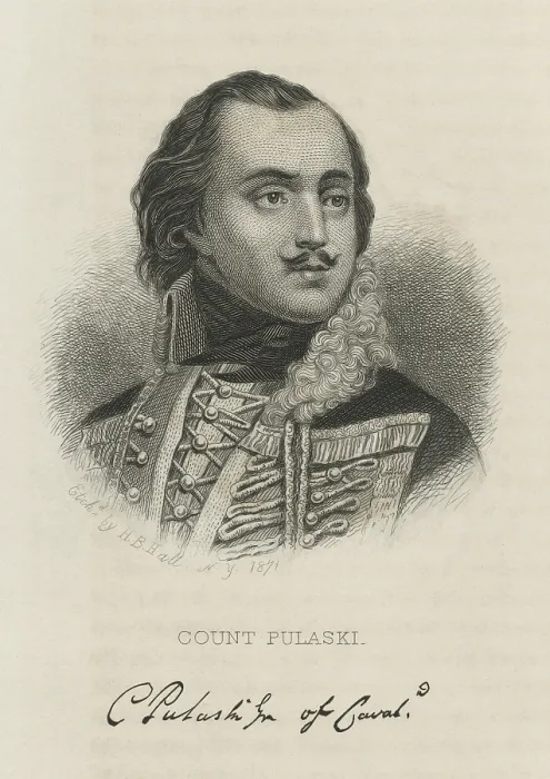 Framed Print : American Revolution. Polish nobleman Casimir Pulaski travelled to North America to support the cause of the American War of Independence