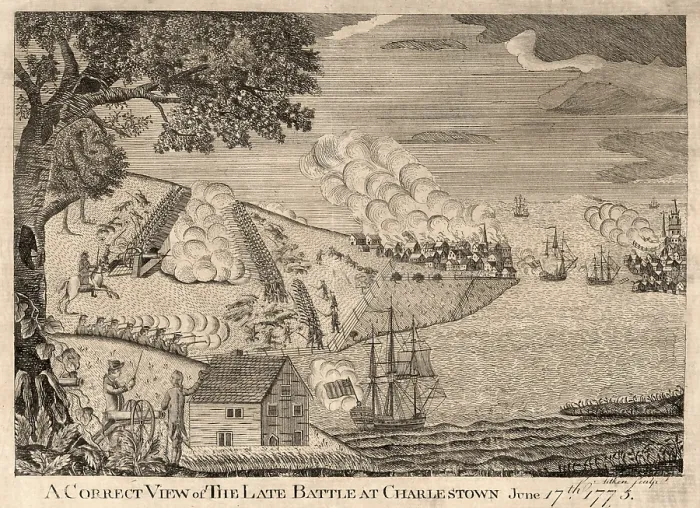 Framed Print : The American Revolution. the Battle of Bunker Hill. A correct view of the late battle at Charlestown, June 17th. 1775