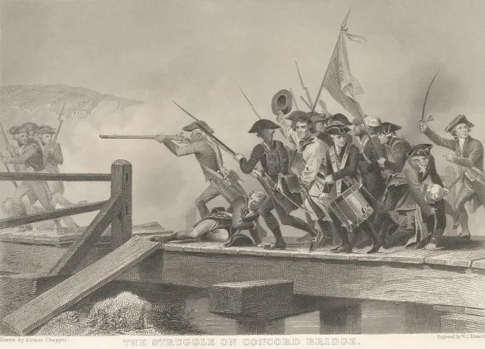 Framed Print : American Revolution, Battle of Concord Bridge, April 19, 1775 Framed Print : American Revolution, Battle of Concord Bridge, April 19, 1775