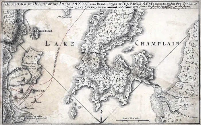 Framed Print : The American Revolution. The Battle of Valcour Island, Lake Champlain, Vermont. William Faden, 1776