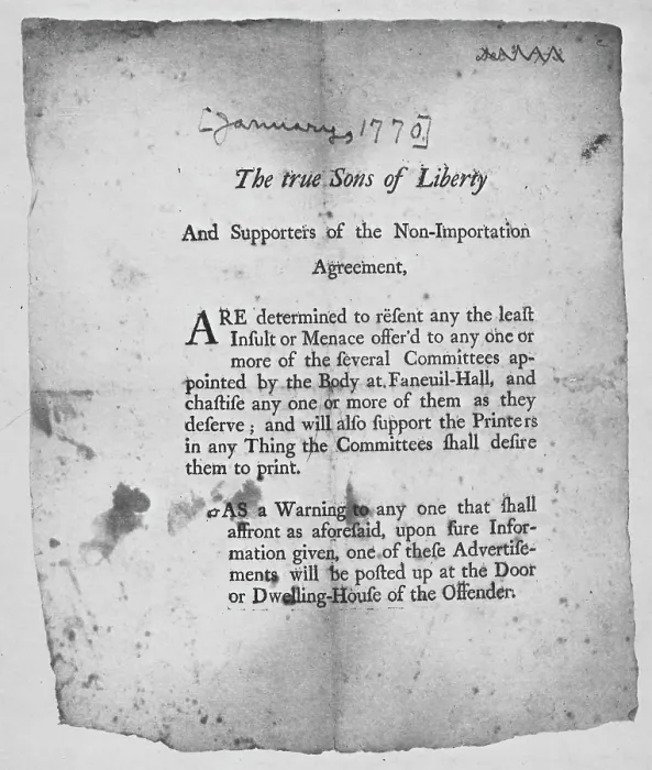 Framed Print : The American Revolution. Broadside encouraging action by the Sons Of Liberty. Boston 1768