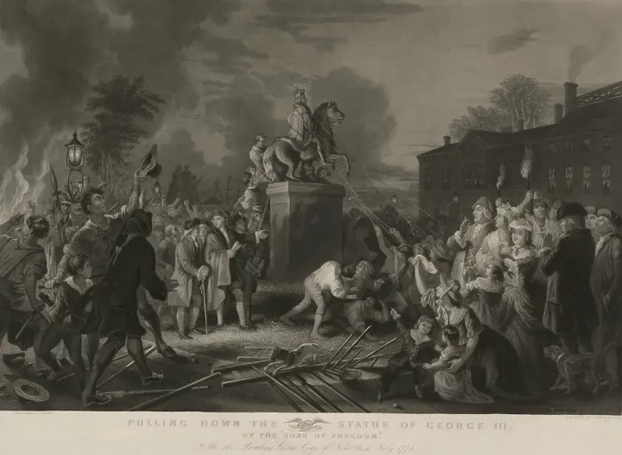 Framed Print : American Revolution. Destruction of the equestrian statue of King George III, on July 9, 1776