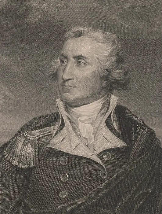 Framed Print : American Revolution. George Washington, depicted in a portrait engraving, wearing a military uniform Framed Print : American Revolution. George Washington, depicted in a portrait engraving, wearing a military uniform