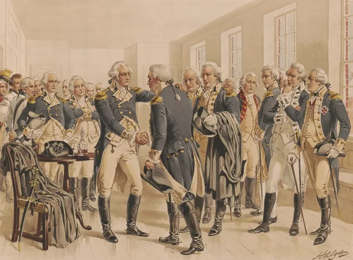Framed Print : American Revolution. George Washington taking leave of the officers of his army at Fraunces Tavern in New York City, Dec. 4, 1783
