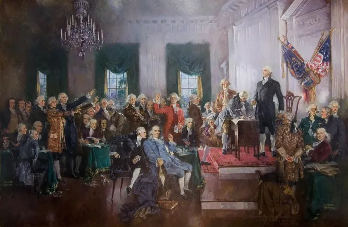 Framed Print : American Revolution. Signing of the Constitution, painting by Howard Chandler Christy, 1940, located in the US Capitol