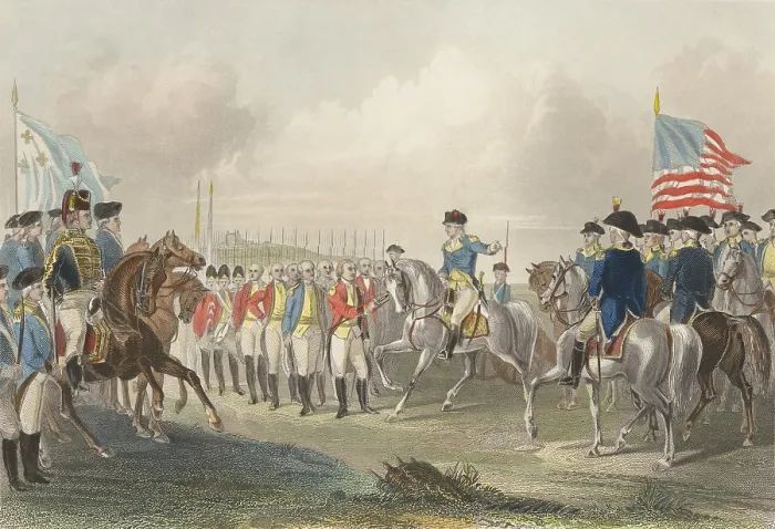 Framed Print : American Revolution. Surrender British army commanded by Lord Cornwallis at Yorktown, Virginia, Oct. 19, 1781
