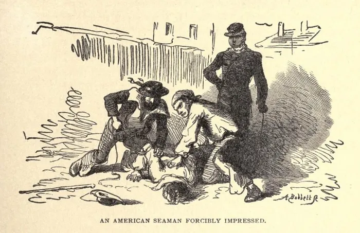 Framed Print : An American Seaman Forcibly Impressed by British sailors Framed Print : An American Seaman Forcibly Impressed by British sailors