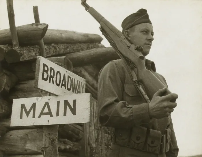 Framed Print : American soldier stands guard at a remote post on Alaska's Aleutian Islands