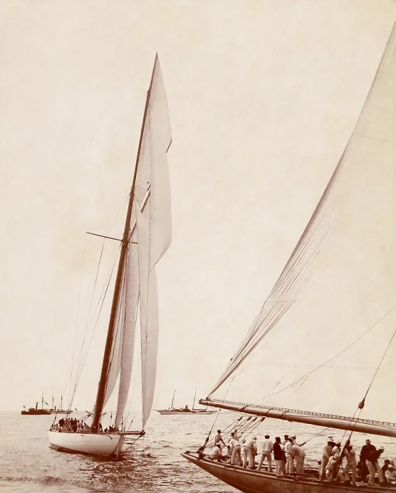 Framed Print : America's Cup yacht race in 1901. J. Pierpont Morgan syndicate's COLUMBIA was challenged by Thomas Lipton's SHAMROCK II (right). (BSLOC_2015_17_147) Framed Print : America's Cup yacht race in 1901. J. Pierpont Morgan syndicate's COLUMBIA was challenged by Thomas Lipton's SHAMROCK II (right). (BSLOC_2015_17_147)