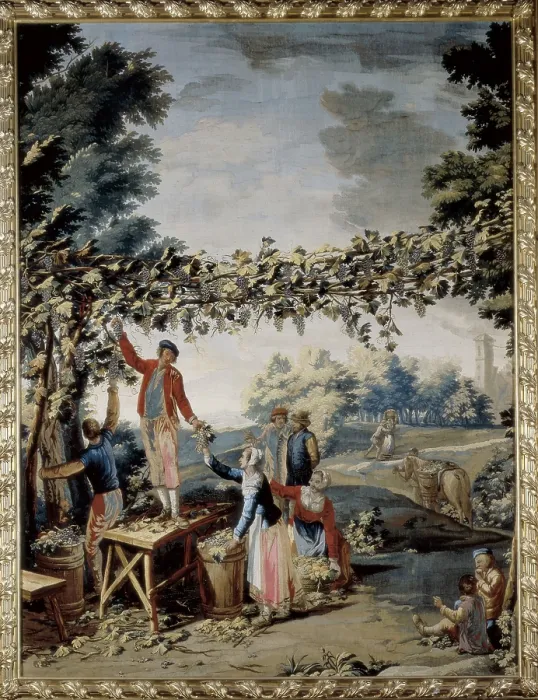 Framed Print : AMICONIJacopo (1682-1752). The Autumn. 18th c. SPAIN. Madrid. Royal Palace. Rococo. Tapestry. AISA / Everett Collection (4689)**US SALES ONLY**