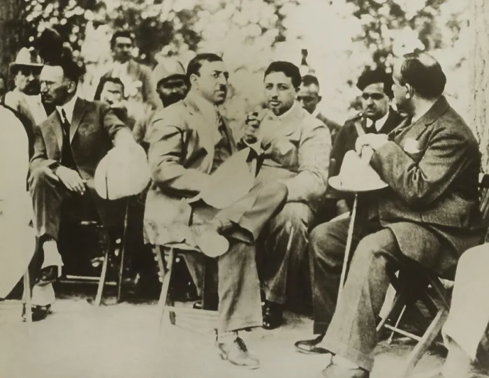 Framed Print : Amir Amanullah, the King of Afghanistan (center), and his cabinet dressed in European styled business suits, ca. 1928