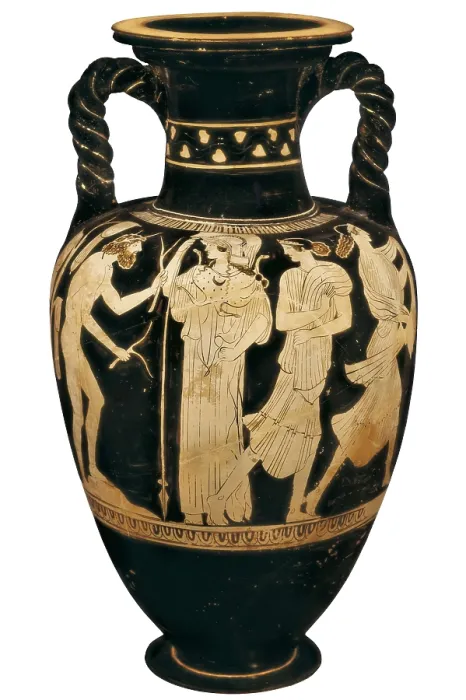 Framed Print : Amphora depicting Ulysses, Athena and princess Nausicaa. 5th c. BC. Greek art. Ceramics. GERMANY. Munich. Municipal Museum. AISA / Everett Collection**US SALES ONLY**
