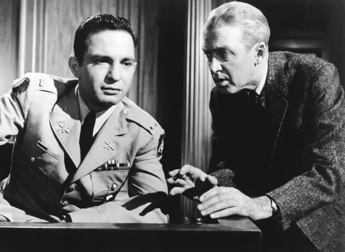 Framed Print : ANATOMY OF A MURDER, from left: Ben Gazzara, James Stewart, 1959