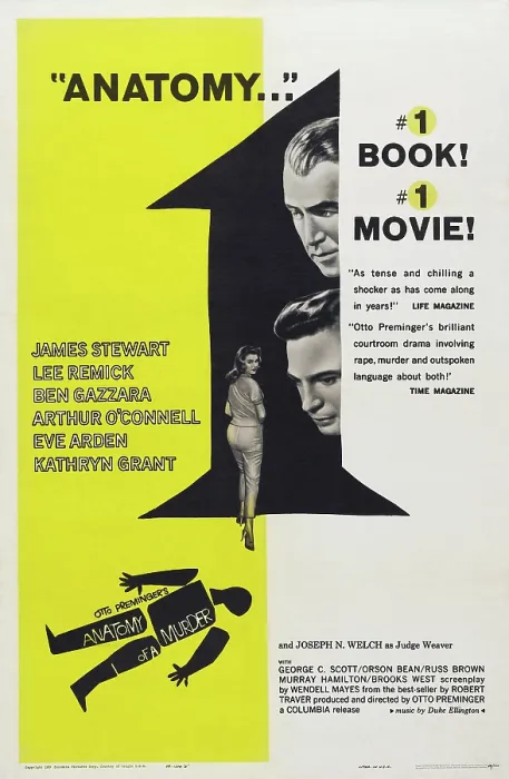 Framed Print : ANATOMY OF A MURDER, US poster art, from top: James Stewart, Ben Gazzara, Lee Remick (bottom left), 1959