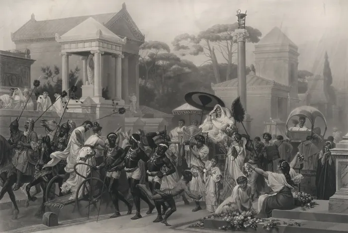 Framed Print : Ancient Rome, The Appian Way, Via Appia, Italy, engraving circa 1880
