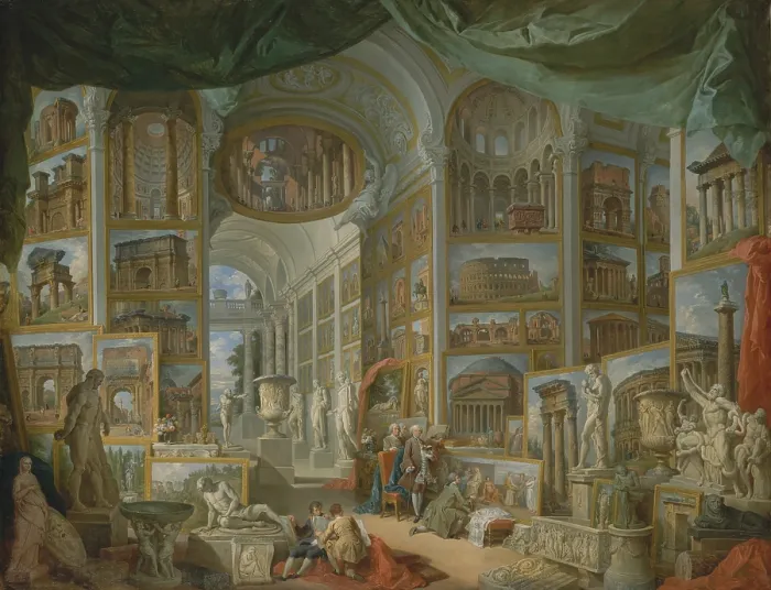 Framed Print : ANCIENT ROME, by Giovanni Paolo Panini, 1757, Italian painting, oil on canvas