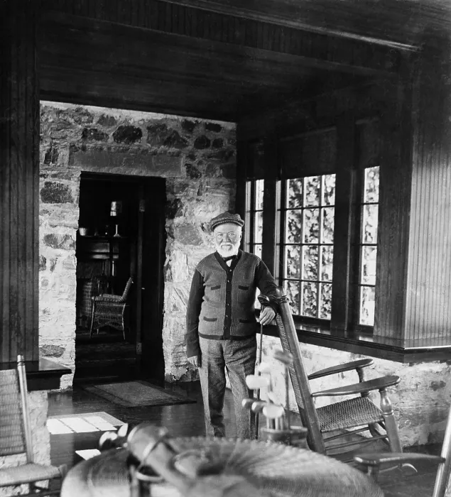 Framed Print : Andrew Carnegie in his golf cottage near St. Andrews Golf Links Westchester Co. N.Y. 1911. (BSLOC_2010_18_22)