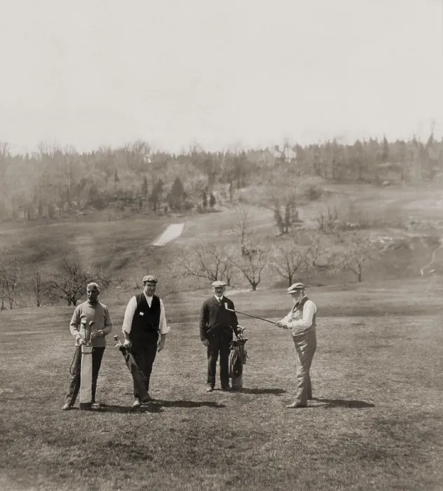 Framed Print : Andrew Carnegie and party on the St. Andrew golf links Westchester County New York. 1911. (BSLOC_2010_18_18)
