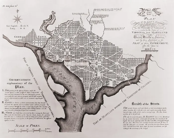 Framed Print : Andrew Ellicott's Plan of the City of Washington, printed in March 1792 from his surveys of 1791-1792 Framed Print : Andrew Ellicott's Plan of the City of Washington, printed in March 1792 from his surveys of 1791-1792