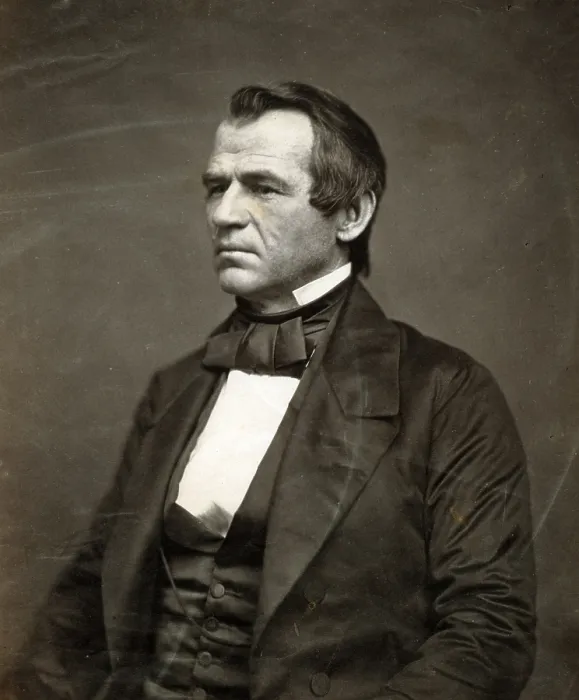 Framed Print : Andrew Johnson, salted paper photographic print. 1860