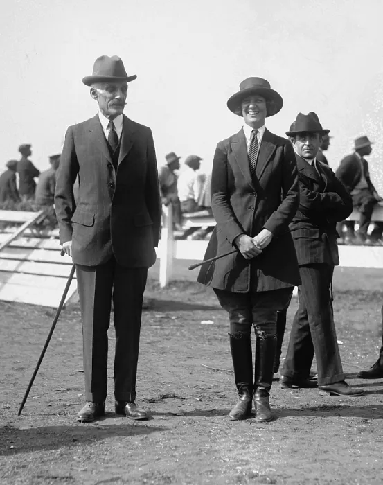 Framed Print : Andrew Mellon with his 21 year old daughter, Alisa, at an equestrian event near Washington, D.C. 1922