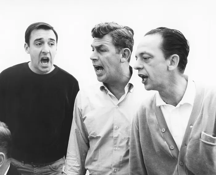 Framed Print : THE ANDY GRIFFITH-DON KNOTTS-JIM NABORS SHOW, from left: Jim Nabors, Andy Griffith, Don Knotts, rehearsing, (aired October 7, 1965) Framed Print : THE ANDY GRIFFITH-DON KNOTTS-JIM NABORS SHOW, from left: Jim Nabors, Andy Griffith, Don Knotts, rehearsing, (aired October 7, 1965)